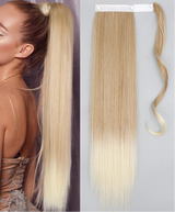 White Ponytail Hair Extension Synthetic Long Straight Wrap