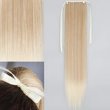 White Ponytail Hair Extension Synthetic Long Straight Wrap