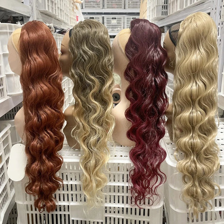 Collection of Ponytail Hair Extensions Synthetic 28 Inch Drawstring