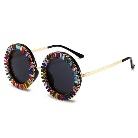 Popular Round Punk Diamond Sunglasses