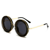 Popular Round Punk Diamond Sunglasses