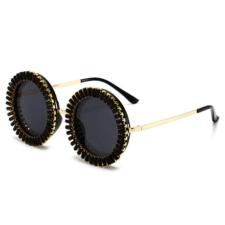 Popular Round Punk Diamond Sunglasses