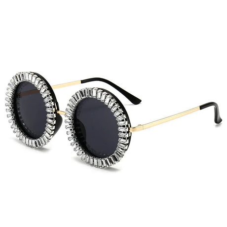 Popular Round Punk Diamond Sunglasses