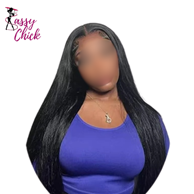 Pre Cut Ready to Wear 13x6 Front Lace  Straight Human Hair Wig Sassy Chick Logo