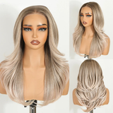 Gray Pre Plucked 20" Ombre Blonde Wavy 6X4 Synthetic Wigs