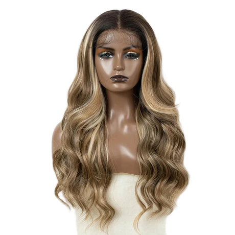 Brown Pre Plucked Body Wave HD Synthetic Lace Front Wigs