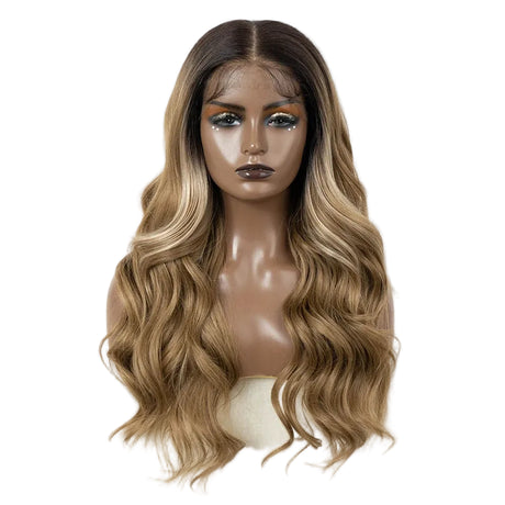 Brown Pre Plucked Body Wave HD Synthetic Lace Front Wigs