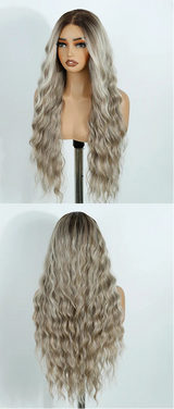Gray Pre Plucked Pre-cut Wear Curly Wig Long Synthetic Wigs