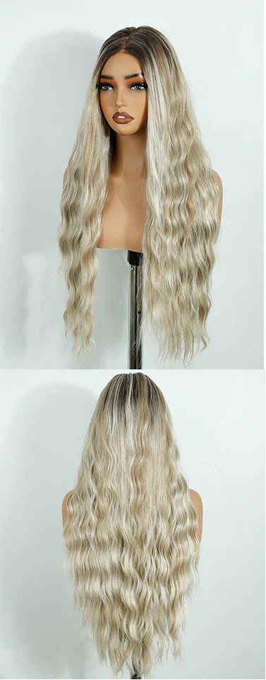 Gray Pre Plucked Pre-cut Wear Curly Wig Long Synthetic Wigs