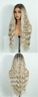 Gray Pre Plucked Pre-cut Wear Curly Wig Long Synthetic Wigs