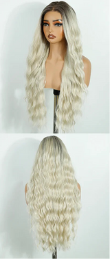 White Silver Pre Plucked Pre-cut Wear Curly Wig Long Synthetic Wigs