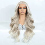 Gray Pre Plucked Pre Cut Wear and Go Long Body Wave Synthetic Wigs