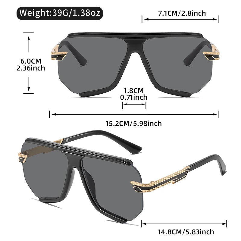 Size of Premium Metal Detailing Sleek Oversized Pilot Sunglasses