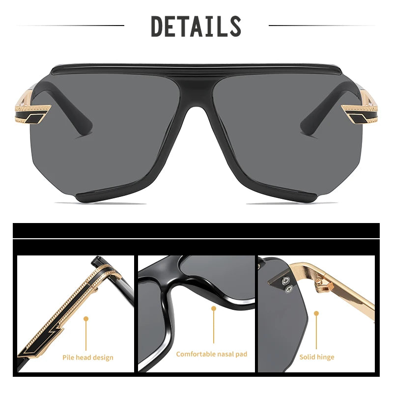 Details of Premium Metal Detailing Sleek Oversized Pilot Sunglasses