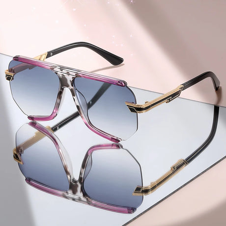 Premium Metal Detailing Sleek Oversized Pilot Sunglasses