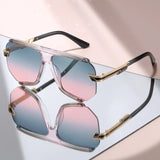 Premium Metal Detailing Sleek Oversized Pilot Sunglasses