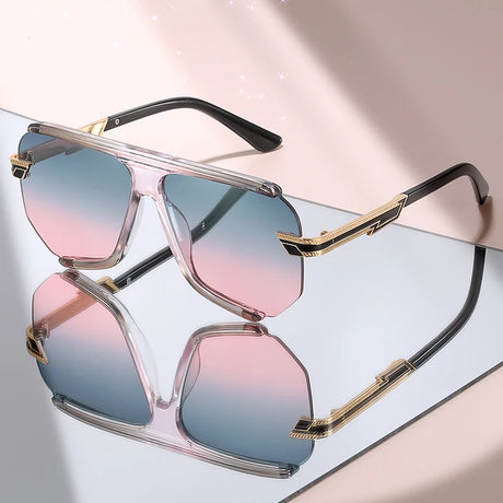 Premium Metal Detailing Sleek Oversized Pilot Sunglasses