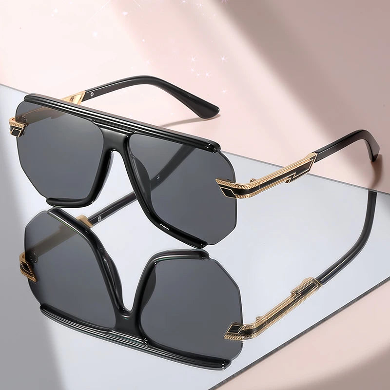 Premium Metal Detailing Sleek Oversized Pilot Sunglasses