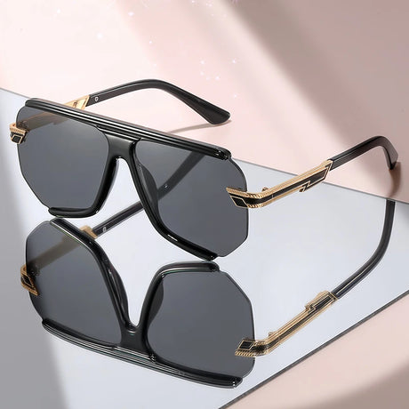 Premium Metal Detailing Sleek Oversized Pilot Sunglasses
