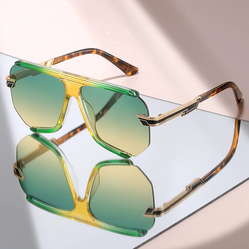 Premium Metal Detailing Sleek Oversized Pilot Sunglasses