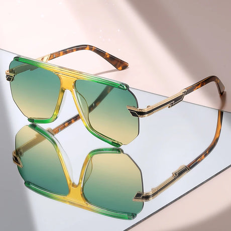 Premium Metal Detailing Sleek Oversized Pilot Sunglasses