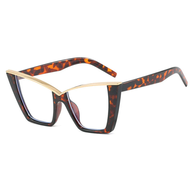 Presbyopia Brow Line Casual Reading Women Glasses leopard gold