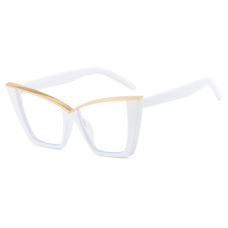 Presbyopia Brow Line Casual Reading Women Glasses white gold