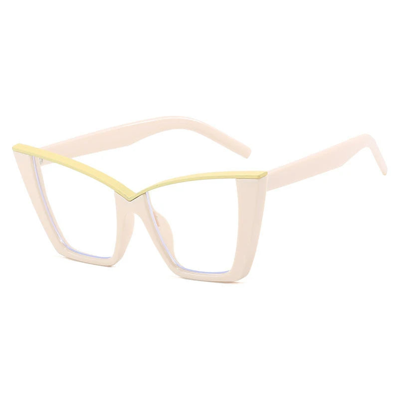 Presbyopia Brow Line Casual Reading Women Glasses white gold