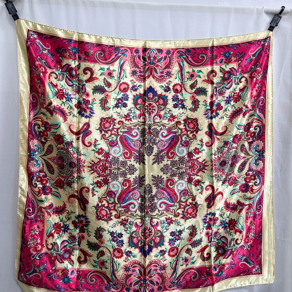 Print 90cm Foulard Satin Hijab Silk Shawl Square Scarf