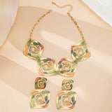Printed Geometric Earrings Necklace Set