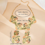 Printed Geometric Earrings Necklace Set size