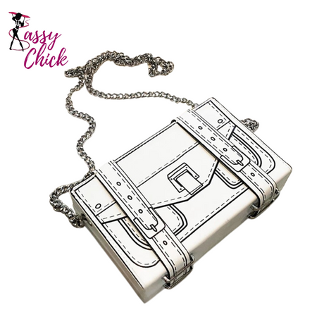 Pu Leather Box Design Shoulder Bag Sassy Chick Logo
