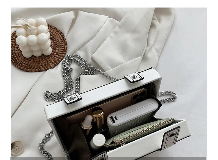 Compartment of Pu Leather Box Design Shoulder Bag