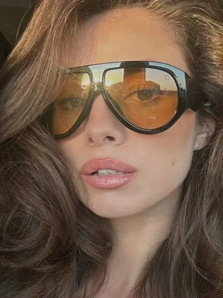Model Using Punk Big Frame Designer Vintage Sunglasses