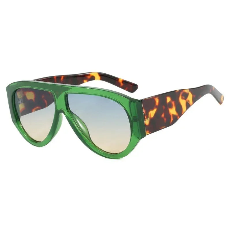 Leopard Punk Big Frame Designer Vintage Sunglasses