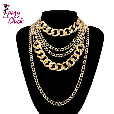 Punk Cuban Link Necklace Set Sassy Chick Logo