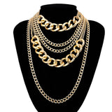 Gold Punk Cuban Link Necklace Set