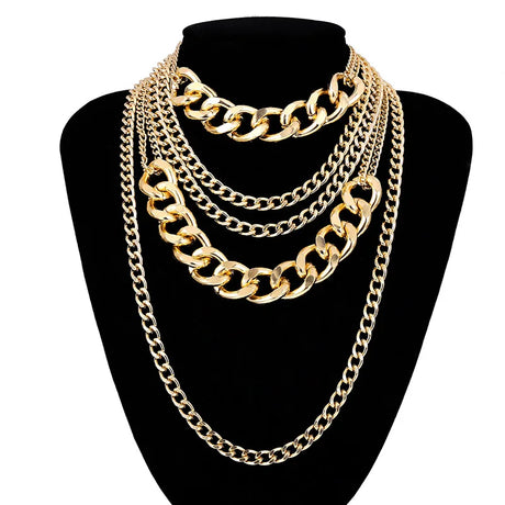 Gold Punk Cuban Link Necklace Set