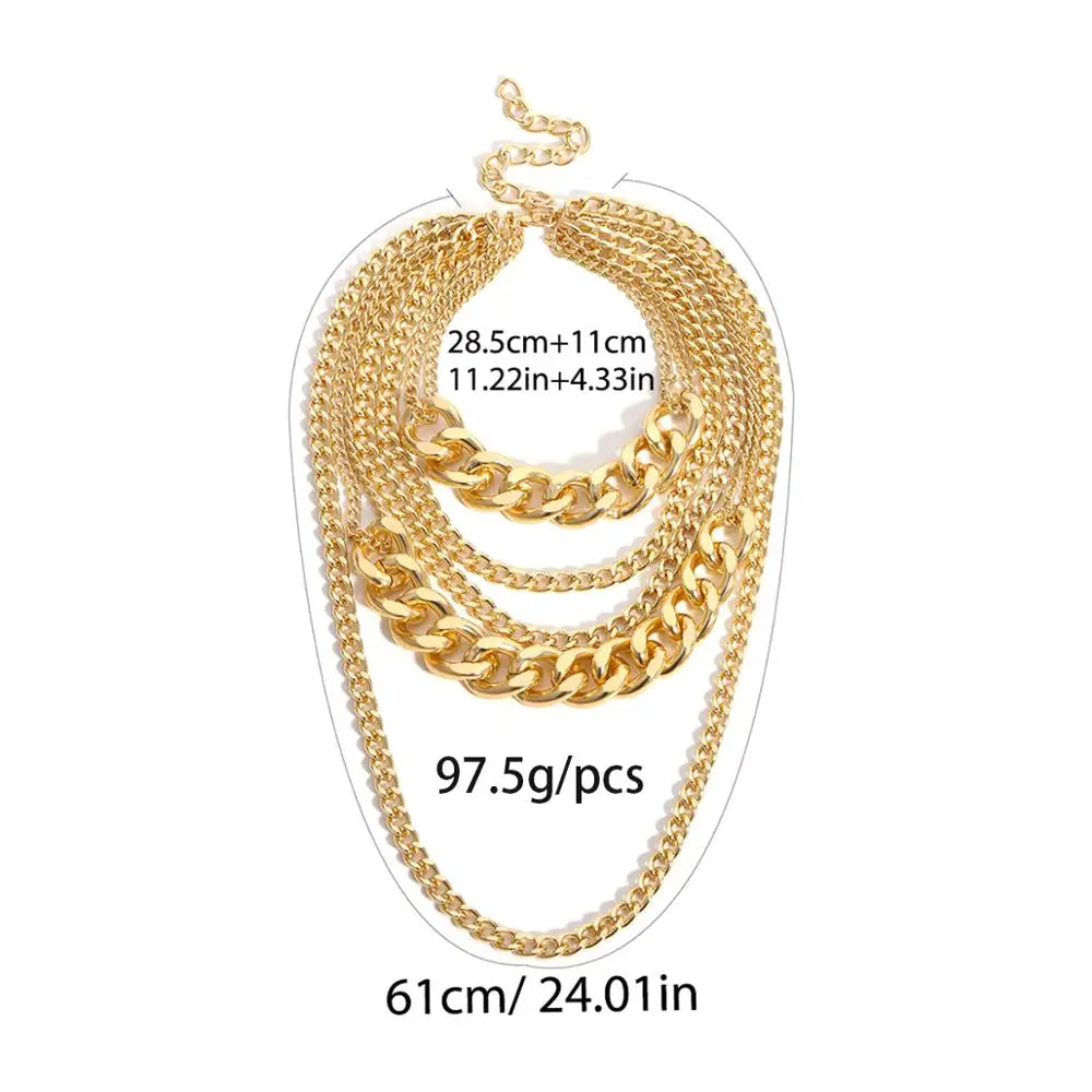 Size of Punk Cuban Link Necklace Set