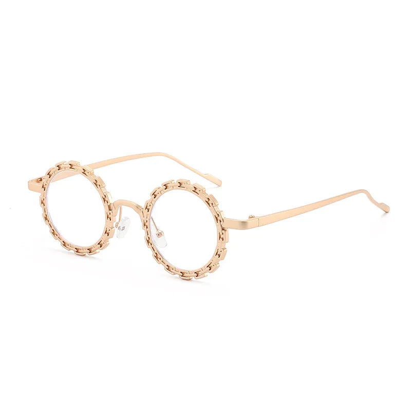 Punk Cute Party Luxury Metal Flower Round Sunglasses