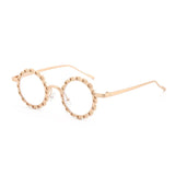 Punk Cute Party Luxury Metal Flower Round Sunglasses