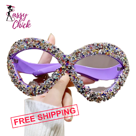 Punk Diamond Vintage Oversized Sunglasses Sassy Chick Logo