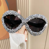 silver Punk Diamond Vintage Oversized Sunglasses
