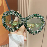 green Punk Diamond Vintage Oversized Sunglasses