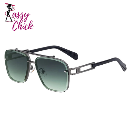Punk Double Beam Oversized Square Sunglasses Sassy Chick Logo