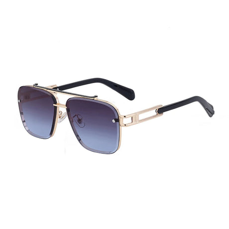 Punk Double Beam Oversized Square Sunglasses bue