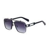 Punk Double Beam Oversized Square Sunglasses black