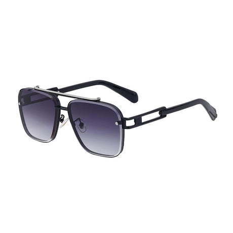 Punk Double Beam Oversized Square Sunglasses black