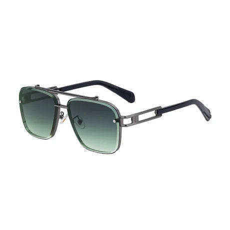 Punk Double Beam Oversized Square Sunglasses green