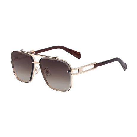 Punk Double Beam Oversized Square Sunglasses brown